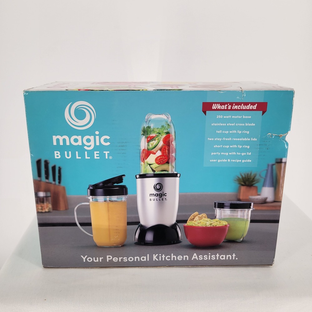 Magic Bullet Personal Blender 250W 11 Piece Set Silver Black New in Box